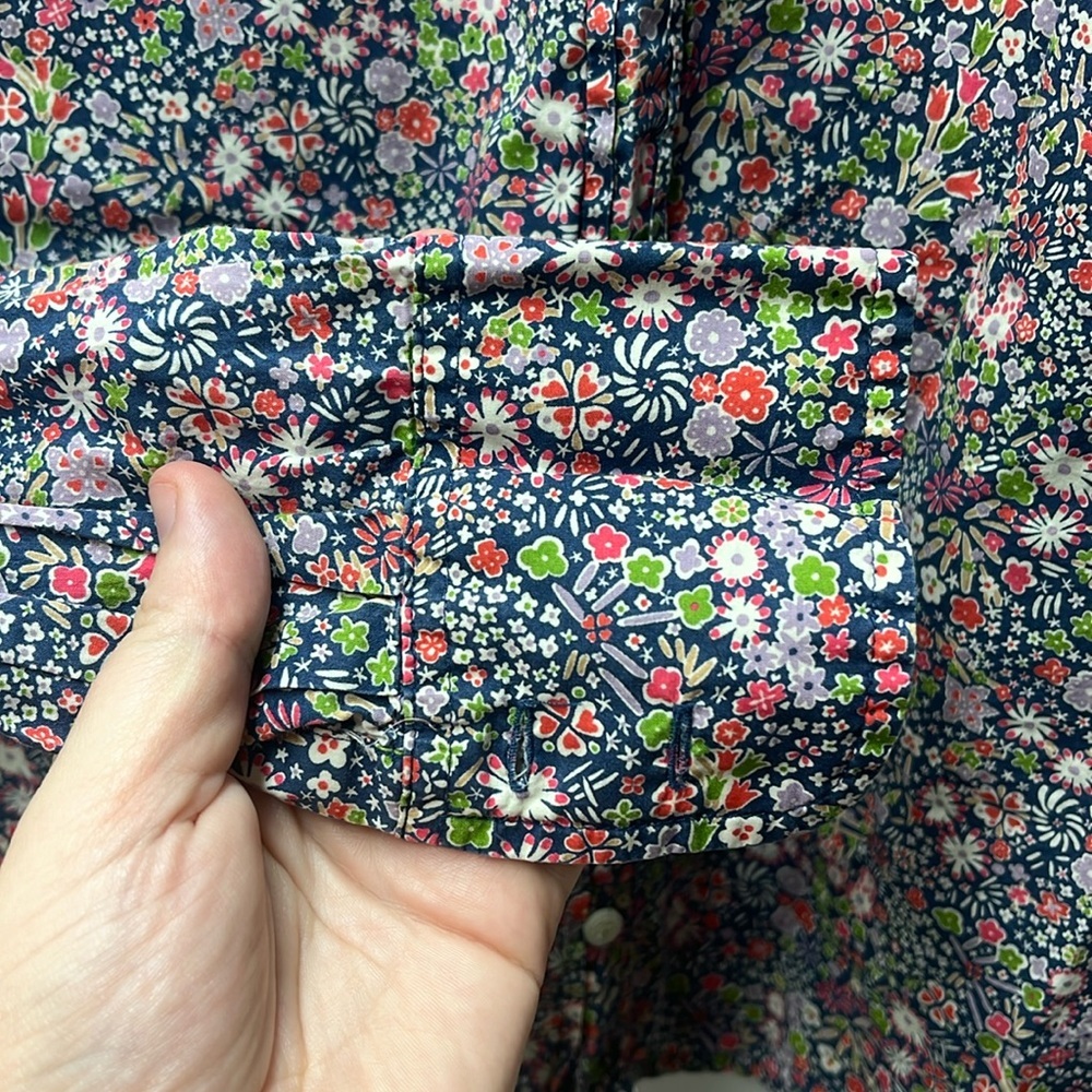 J Crew Liberty Purple Blue Floral Button Down Blouse- 00 - Picture 4 of 6